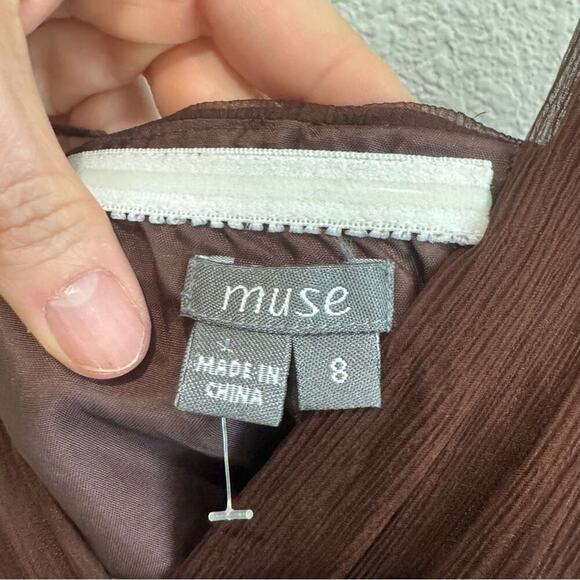 VTG Y2K Muse Silk Brown Halter Beaded Paisley Maxi Dress Whimsigoth Fairy Boho - Picture 4 of 9